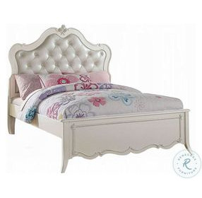 Edalene Synthetic Leather and Pearl White Youth Upholstered Panel Storage Bedroom Set