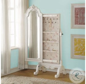 Edalene Pearl White 1 Door Jewelry Armoire