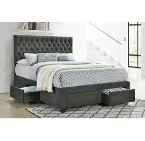 Soledad Gray Upholstered King Storage Platform Bed