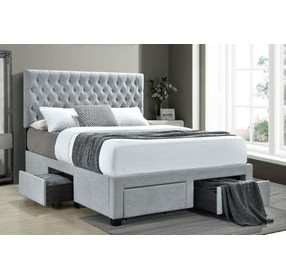 Soledad Light Gray Upholstered King Storage Platform Bed