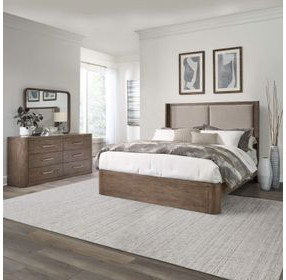 South Bend Burnished Clay and Textured Gravel King Upholstered Shelter Bed