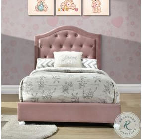 Reggie Pink Fabric Twin Upholstered Panel Bed