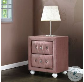 Reggie Pink Fabric 2 Drawer Nightstand