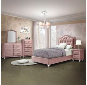 Reggie Pink Upholstered Arched Dresser Mirror