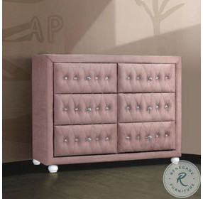 Reggie Pink Fabric 6 Drawer Dresser