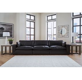 Emilia Black Leather Modular Sofa
