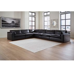 Emilia Black Leather Modular 6 Piece Sectional