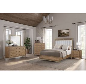 Aurora Latte Queen Upholstered and Leather Panel Bed