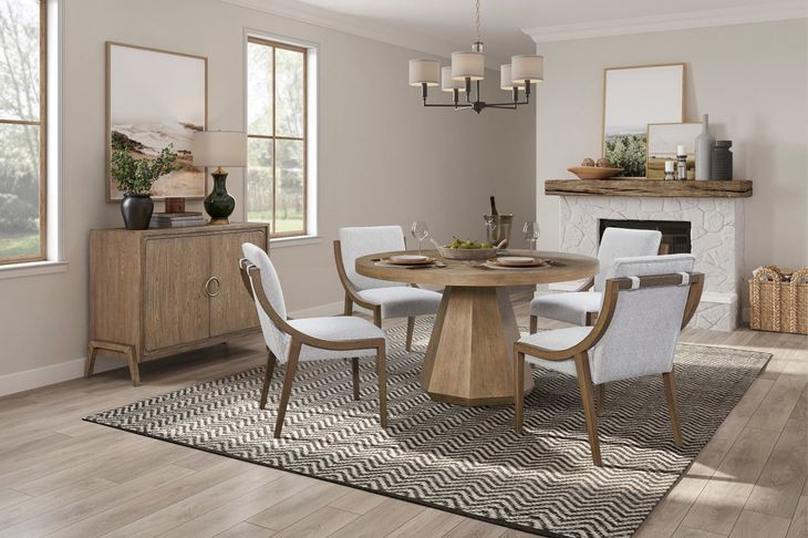 Aurora Latte Round Dining Table with Lazy Susan