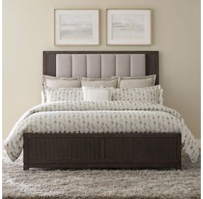 Modern Edge Caffe and Textured Gray King Upholstered Panel Bed