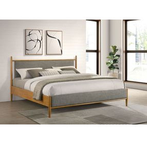 Mason Light Brown King Upholstered Platform Bed