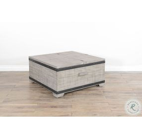 Sagewyn Alpine Gray Mahogany Wood 35" Square Coffee Table with Lift Top and Casters