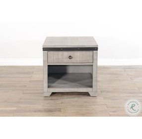 Elmcrest Gray Square End Table with Drawer