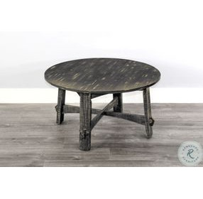 Autumn Echo Black Sand Marina Farmhouse Mahogany Wood 36" Round Coffee Table