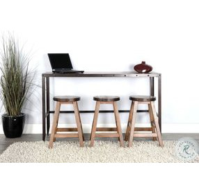 Willow Nest Antique Brown Wood Counter Height Stool