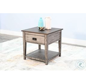 Hillside Hearth Gray Square End Table with Drawer