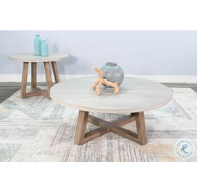 Hearthstone Circle Light Gray Round End Table