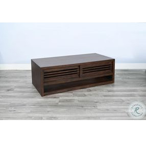 Willow Nest Dark Brown 54" Rectangular Coffee Table with Sliding Doors and Casters