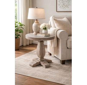 Ember Grace Natural 24" Round Chair Side Table