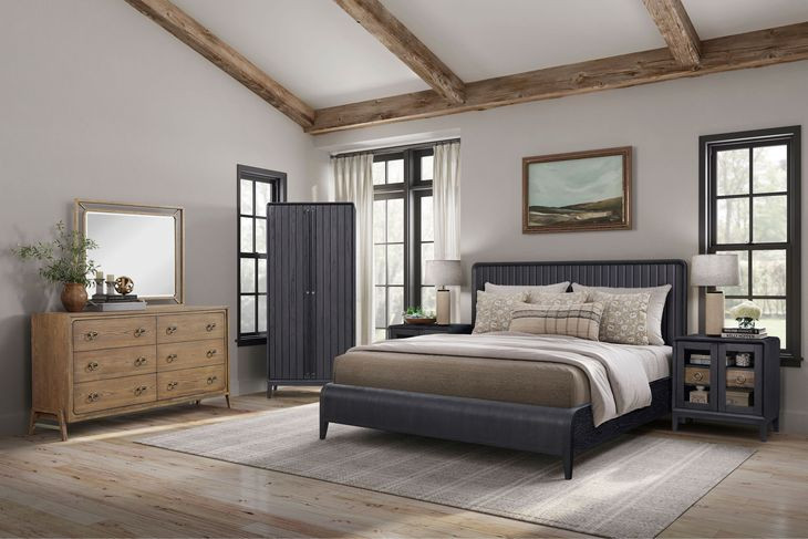 Aurora Peppercorn Queen Waterfall Panel Bed
