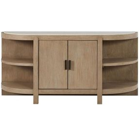 Elements Toffee Curved 2 Door Console Table with Marble Top