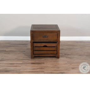 Havenstead Dark Brown Rectangular End Table with Drawer