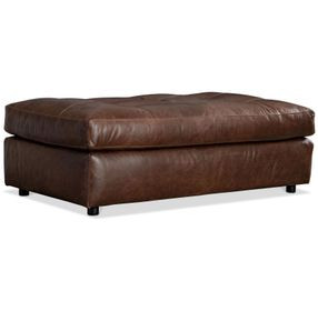 Nest Brown Leather Rectangular Ottoman