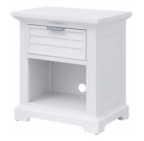 Heritage Coast Coastal White 1 Drawer Nightstand with USB Charging