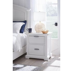 Heritage Coast Coastal White 2 Drawer Nightstand with USB Charging and Puck Light