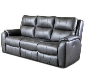 Marquis Smoke Leather 84" Zero Gravity Power Reclining Sofa with USB Charging