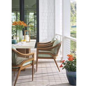 Palm Desert Poolside Green Upholstered Outdoor Arm Chair