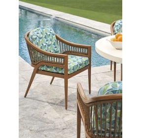 Palm Desert Poolside Blue Upholstered Outdoor Arm Chair