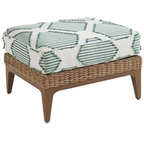 Palm Desert Poolside Green Upholstered Rectangular Outdoor Ottoman