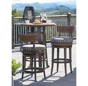 Kilimanjaro Black Upholstered Outdoor Swivel Counter Height Stool