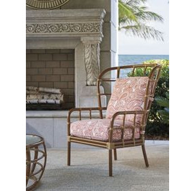 Sandpiper Bay Pink and White Upholstered Outdoor Wing Accent Chair