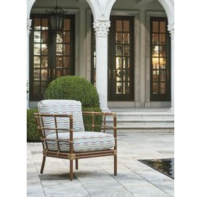 Sandpiper Bay Pink and White Upholstered Outdoor Lounge Chair