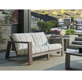 Mozambique Beige and Tan Outdoor 63" Loveseat
