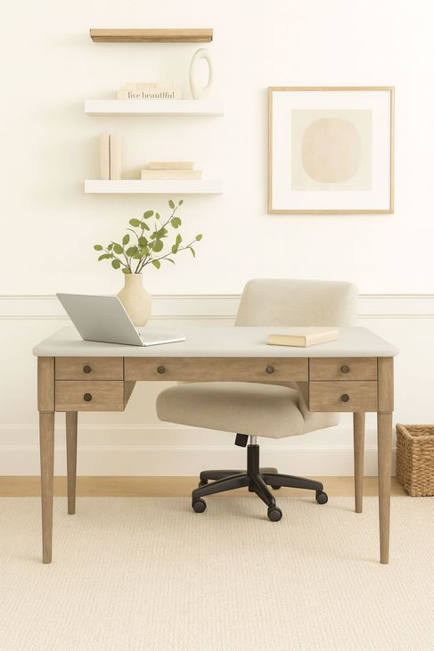 Wilmington Sand 5 Drawer Desk