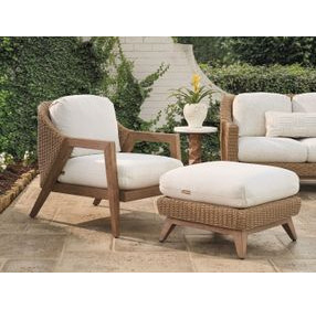 Isle of Palms Ivory Upholstered Square Outdoor Ottoman