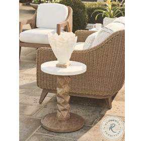 Isle of Palms Mocha and White Agate Stone Top Outdoor Accent Table