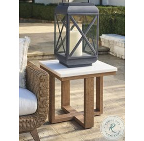 Isle of Palms Mocha and White Agate Stone Top Square Outdoor End Table