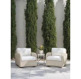 Sand Dune Cream Upholstered Outdoor Swivel Lounge Chair