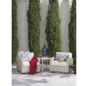 Sand Dune Cream Outdoor Round Stone Top End Table