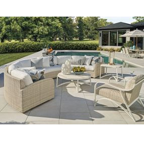 Sand Dune Cream Outdoor Round Stone Top Occassional Table Set