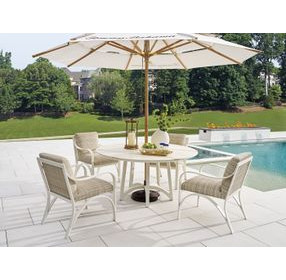 Sand Dune Cream Outdoor Round Stone Top Dining Room Set
