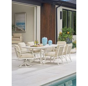 Sand Dune Cream Outdoor 88" Rectangular Stone Top Dining Table
