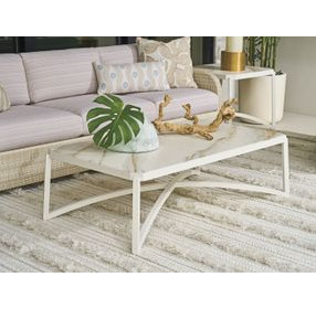 Sand Dune Cream Outdoor Rectangular Stone Top Occassional Table Set