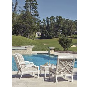 Island Classic Beige and Brown Upholstered Outdoor Lounge Chair