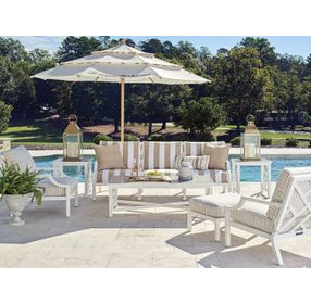 Island Classic Cream and Gray Outdoor Rectangular Quartz Top Occassional Table Set
