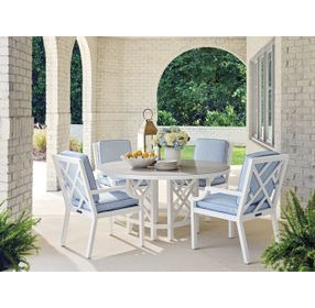 Island Classic Cream and Gray Outdoor 60" Round Quartz Top Dining Table